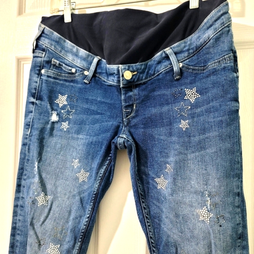 &Denim Maternity Ripped and Distressed Skinny Jeans Size 14